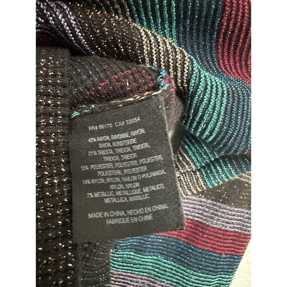 Anthropologie Moth Multicolor Striped Metallic Shimmer V-Neck Sweater XS - Picture 8 of 12